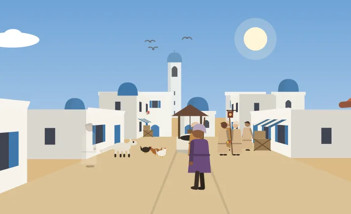A village in the sandy coast
